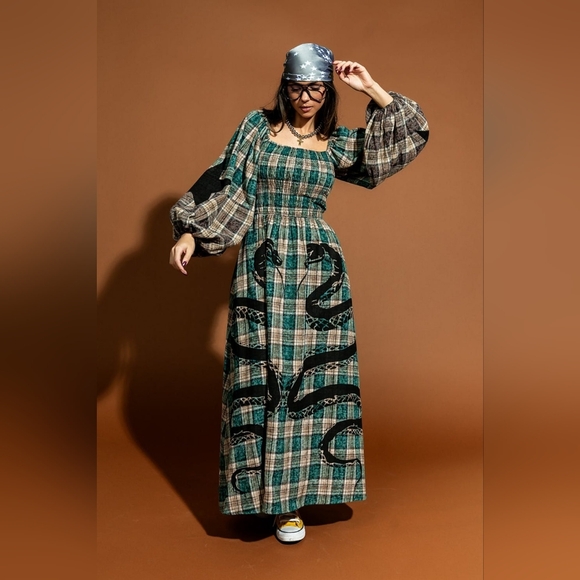 Dressed in LALA Dresses & Skirts - Dressed In LALA Sweet Revenge Smocked Plaid Snake Dress Size Medium